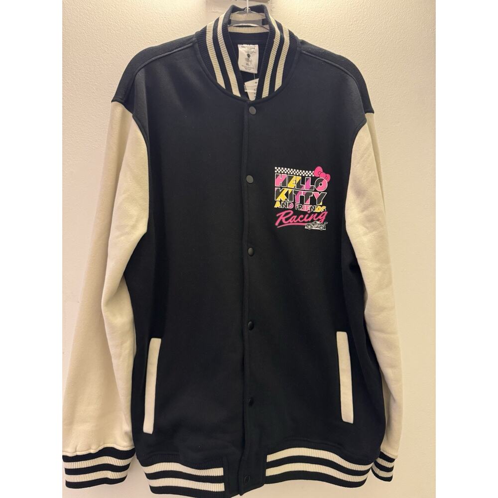 Hello Kitty Men's Black/Off White Tokyo Speed Racing Varsity Jacket - XL